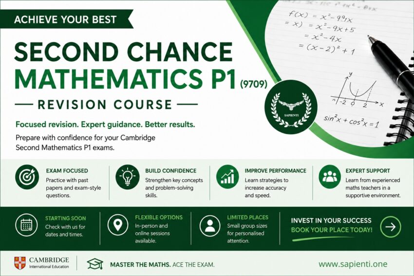  SECOND CHANCE MATHEMATICS P1 (9709) REVISION